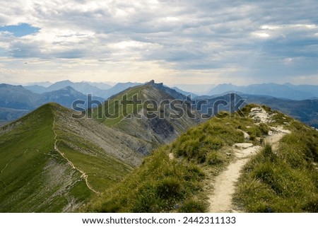 path in the mountains, mont joly in france