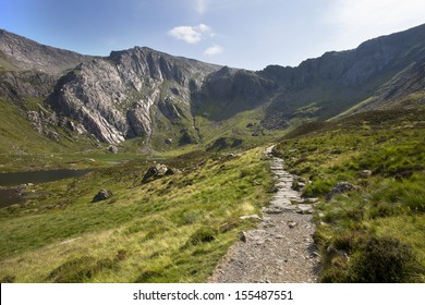 Path To Mountains In The Summer Sun, Glyders, Snowdonia, North Wales