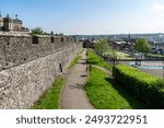 Path next to the old city wall in Londonderry Derry City Northern Ireland County Derry