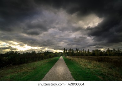 Path with storm over head