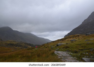 A Path That Travels Up The Mountains In Snowdonia 