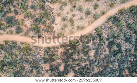 A path through the Australian outback, seen from above