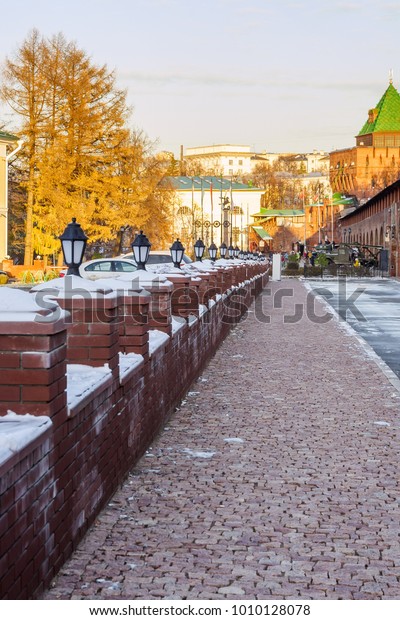 A path for walks along the Nizhny Novgorod Kremlin
at autumn, Russia