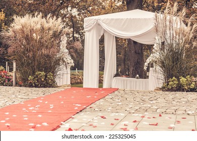 Path To Wedding Ceremony Marquee With Petals, Vintage Picture