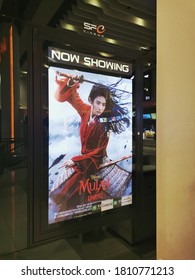 NAKHON​ PATHOM, THAILAND, SEPTEMBER​7,2020 : A Billboard For The Story Movie Mulan That Is Attached To SF Cinema At Central Salaya. 