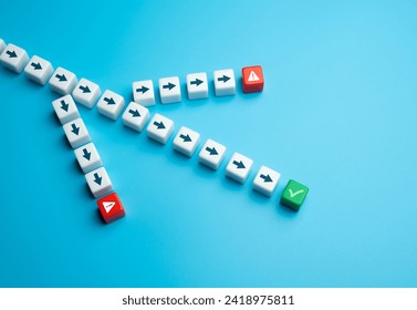 Paths of action and only one is correct. Identifying the right course. Making informed decisions. Optimal route. Confidence, move on direction toward achieving desired
