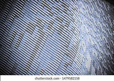 Pathum Wan District,Phloen Chit Road,Bangkok,Thailand On March 16,2019:close Up The Wall Of Central Embassy Building.Aluminium Tiles Wrap The Structure At Variant Angles.