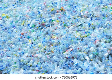 PATHUMTHANI PROVINCE,THAILAND-MAY 31: Big pile of waste plastic bottles in the factory to wait for recycle on may 2015 in PATHUMTHANI PROVINCE IN THAILAND