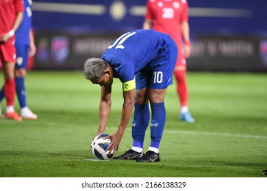 Pathumthani -Thailand-31May2022:Teerasil Dangda #10 Player Of Thailand During Friendly Match Between Thailand Against Bahrain At Bg Stadium,thailand