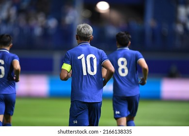 Pathumthani -Thailand-31May2022:Teerasil Dangda #10 Player Of Thailand During Friendly Match Between Thailand Against Bahrain At Bg Stadium,thailand