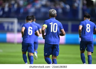 Pathumthani -Thailand-31May2022:Teerasil Dangda #10 Player Of Thailand During Friendly Match Between Thailand Against Bahrain At Bg Stadium,thailand