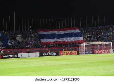 Pathumthani-Thailand-5sep2019:Big Flag Of Thailand During Match World Cup Qualifiers 2022 Between Thailand Against Vietnam At Thammasat Stadium,thailand