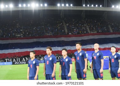 Pathumthani-Thailand-5sep2019:Big Flag Of Thailand During Match World Cup Qualifiers 2022 Between Thailand Against Vietnam At Thammasat Stadium,thailand