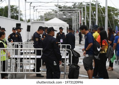 Pathumthani-Thailand-5sep2019:Security Guard Ckecking Fan During Match World Cup Qualifiers 2022 Between Thailand Against Vietnam At Thammasat Stadium,thailand