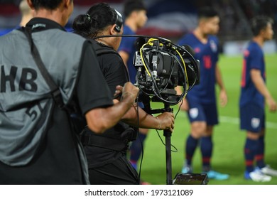 Pathumthani-Thailand-5sep2019:Team Livestream During Match World Cup Qualifiers 2022 Between Thailand Against Vietnam At Thammasat Stadium,thailand