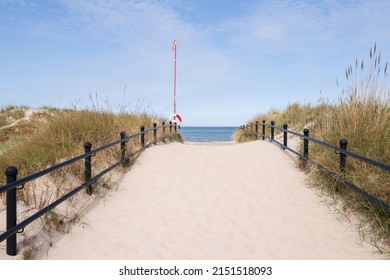 Pathway To A Beautiful White Sand Beach In Skåne, Sweden.