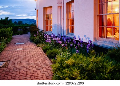 Pathway And Garden At The House In Brecon Town In Brecon Beacons National Park In South Wales In United Kingdom. In The Evening