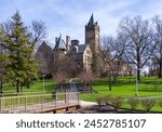 Pathway leading to historic University Hall at Ohio Wesleyan University in Delaware, OH