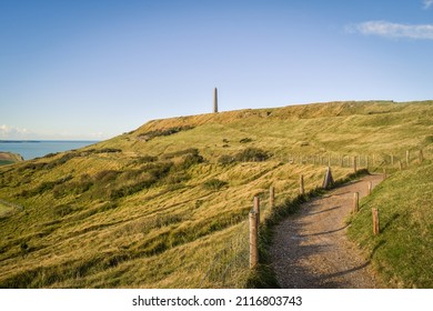 A pathway leads to the Dover Patrol Monument, Cap Blanc Nez, near Calais, France