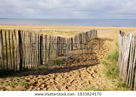 pathway in sand beach to access in Chatelaillon Plage sea near La Rochelle in France