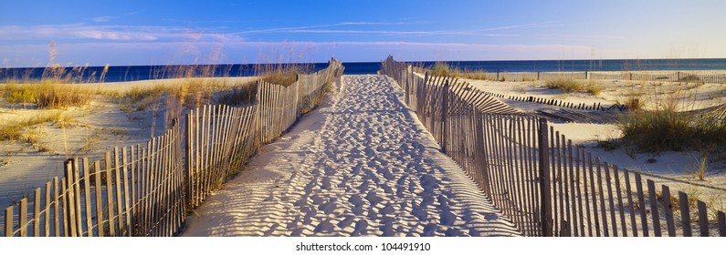 Pathway And Sea Oats On Beach At Santa Rosa Island Near Pensacola, Florida