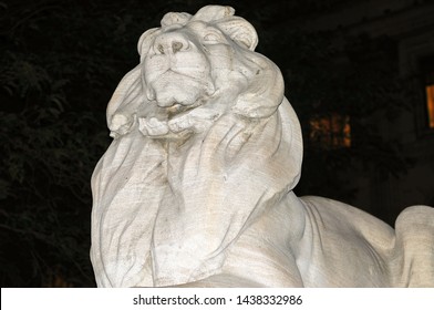 Patience and Fortitude lion at entrance to the New York City Public Library in Midtown Manhattan. - Shutterstock ID 1438332986
