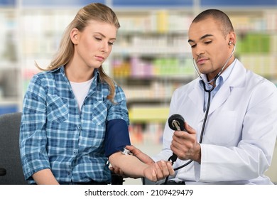 Patient Blood Draw By Doctor. People Donate And Test Concept