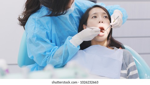 Patient In The Dental Chair And Undergo The Dental Check Up 