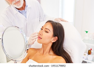 Patient And Dermatologist In A Consultation Before Treatment Or Plastic Surgery