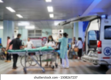   Patient Emergency With Team Transfer From Ambulance ,blur                             