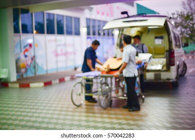 Patient Emergency With Team Transfer From Ambulance ,blur