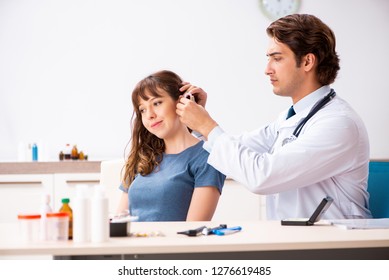 Patient With Hearing Problem Visiting Doctor Otorhinolaryngologi