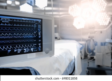 Patient Heart Rate On The Monitor In The Surgery Room