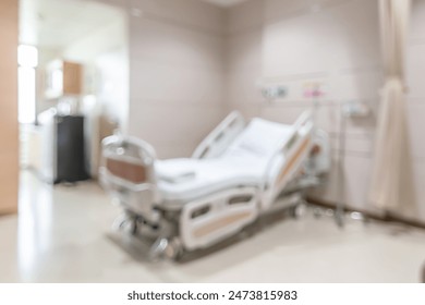 Patient hospital ward blur background, medical blurry interior white room ward with with bed nursing care or clinical healthcare recovery treatment space - Powered by Shutterstock