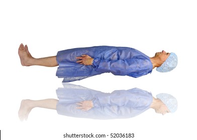 Patient Laying Down Isolated In White