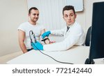 Patient nerves testing using electromyography. Medical examination. EMG