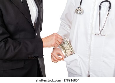 Patient paying for medical services with dollar