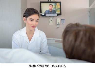 patient watching tv in hospital
