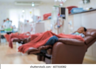 Patients taking blood dialysis in the hospital,blurred photo