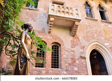 Patio And Balcony Of Romeo And Juliet House, Verona, Italy