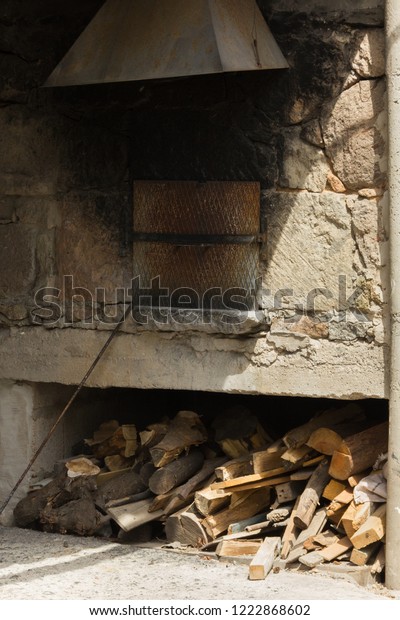 Patio Fireplace Firewood Underneath Rural House Stock Photo Edit