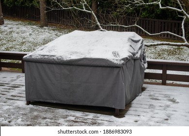 Patio Furniture Cover Protecting Outdoor Furniture From Snow.