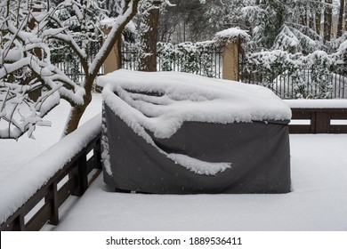 Patio Furniture Cover Protecting Outdoor Furniture From Snow.