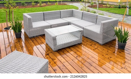 Patio furnitures outside in a rainy day. - Powered by Shutterstock