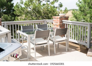 Patio Of A Luxury Single-family Home Furnished With Modern Furniture.