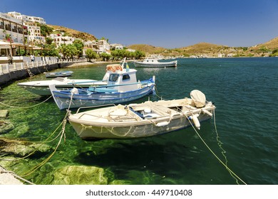 Patmos,  Greek Island , Boat In Port Of Skala City, Greece