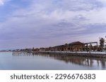 
Patoku Lagoon, Albania, calm sea under a beautiful sky, sunrise