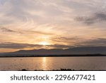 
Patoku Lagoon, Albania, sunrise on the mountain, under the lagoon