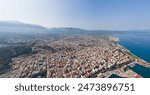 Patras, Greece. Patras is the third largest city in Greece. Located at the northwestern tip of the Peloponnese. Summer day. Aerial view