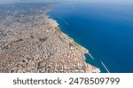 Patras, Greece. Patras is the third largest city in Greece. Located at the northwestern tip of the Peloponnese. Summer day. Aerial view